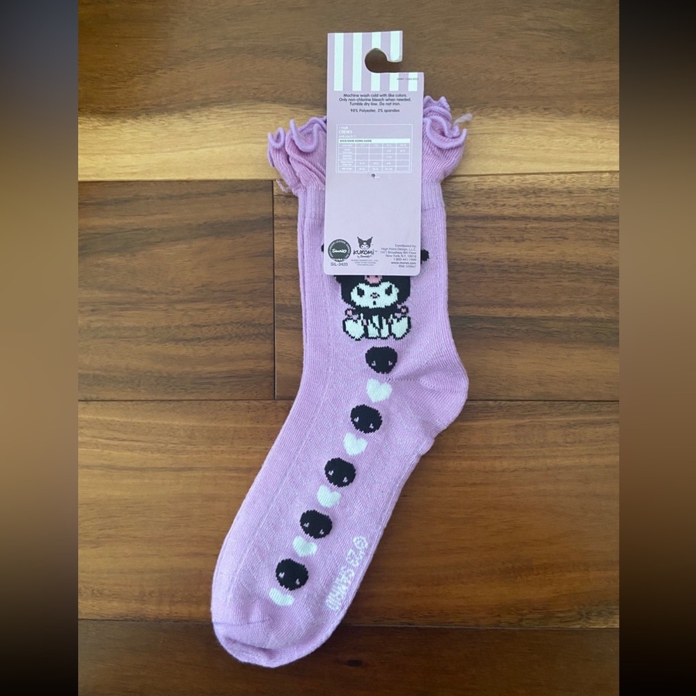 Sanrio Hello Kitty Kuromi Crew Socks New NIP 2023 One Size Adult Purple Ruffled - Picture 5 of 6